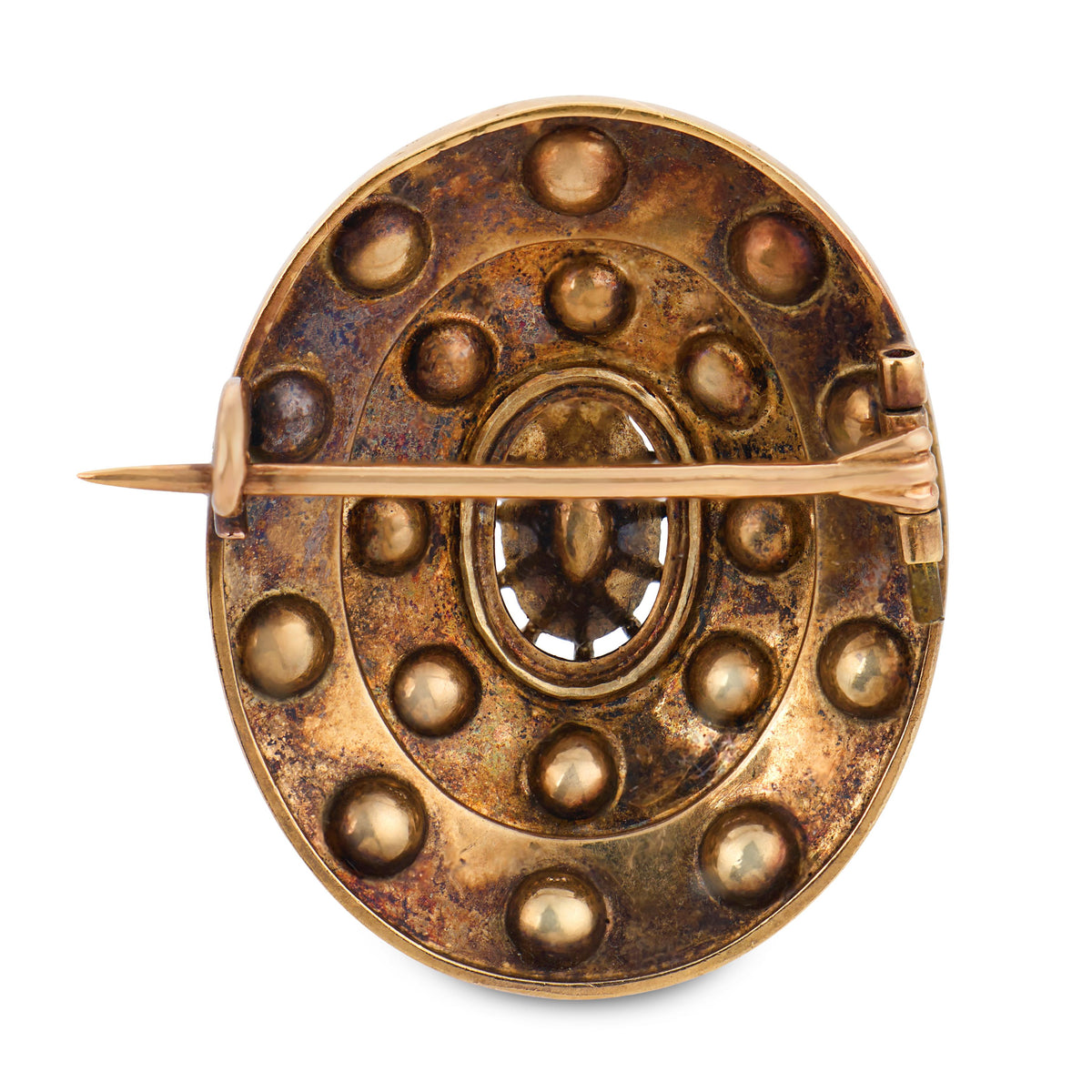 Victorian 18k French Diamond & Enamel Disc Pin