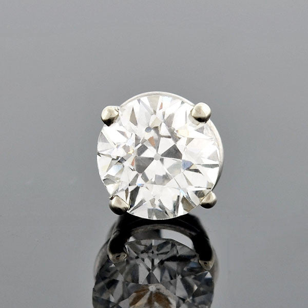 Platinum Old European Diamond Stud Earrings 2.05ctw