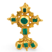 Georgian Spanish 18k Emerald Cross Pendant