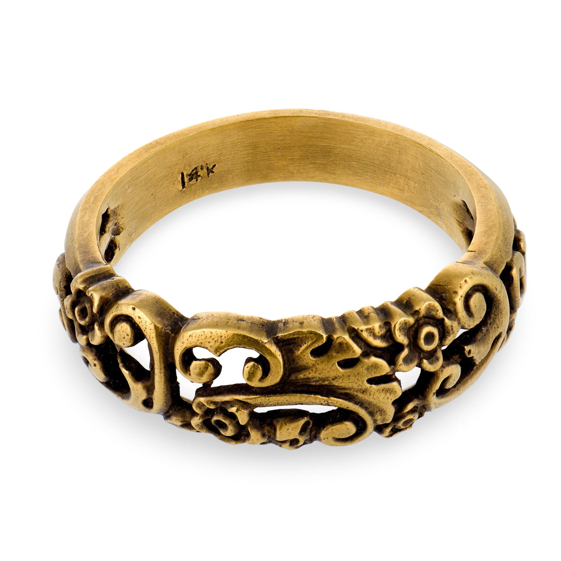 Art Nouveau 14k Foliage/Scrolling/Foliage-Motif Band