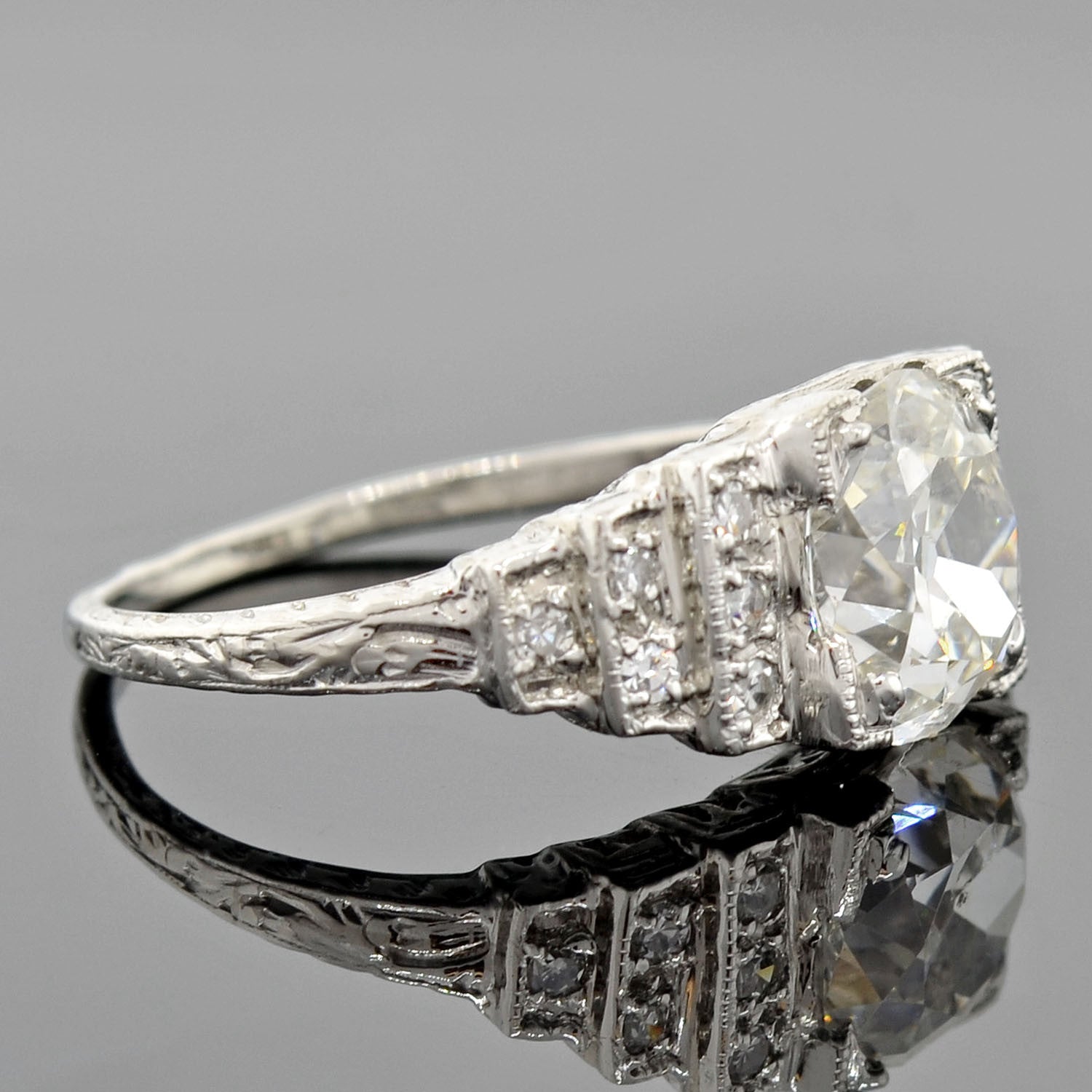 Art Deco Platinum Diamond Engagement Ring 2.16ct