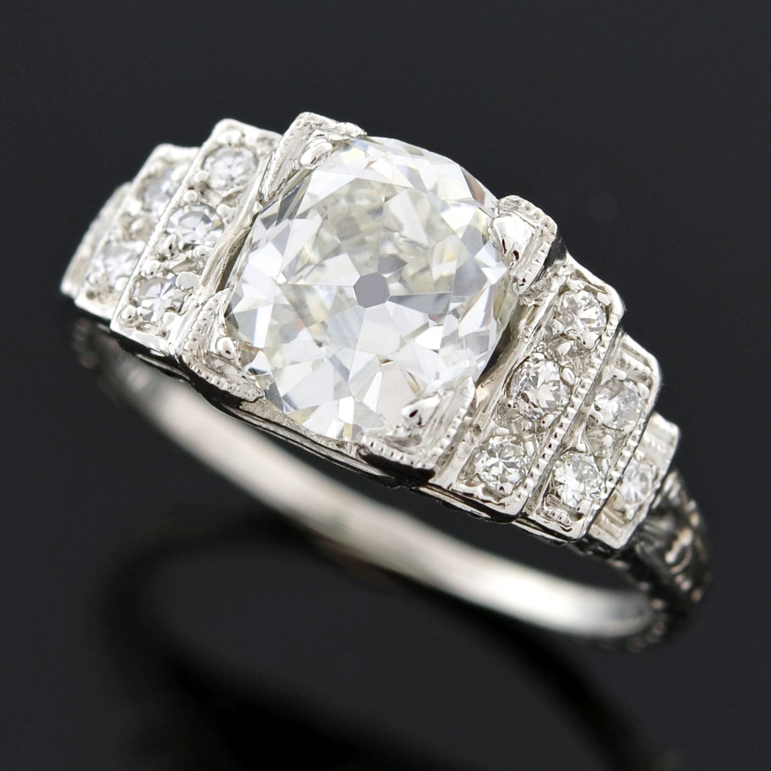 Art Deco Platinum Diamond Engagement Ring 2.16ct