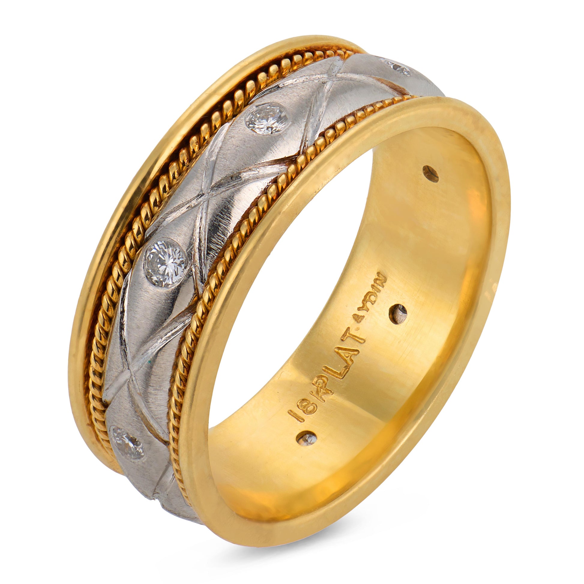 AYDIN Estate 18k/Platinum Diamond Band
