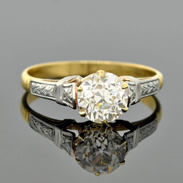 Art Deco 18kt Mixed Metals Diamond Engagement Ring 1.26ct