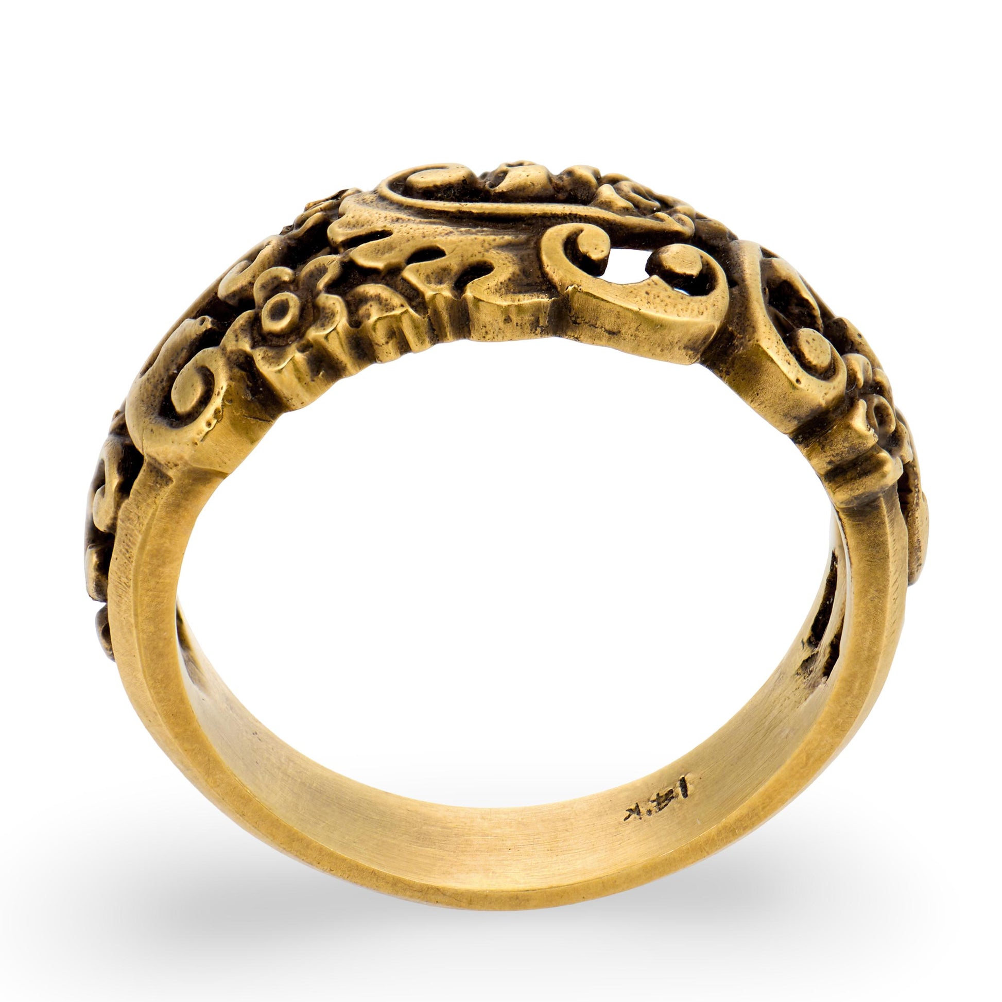 Art Nouveau 14k Foliage/Scrolling/Foliage-Motif Band