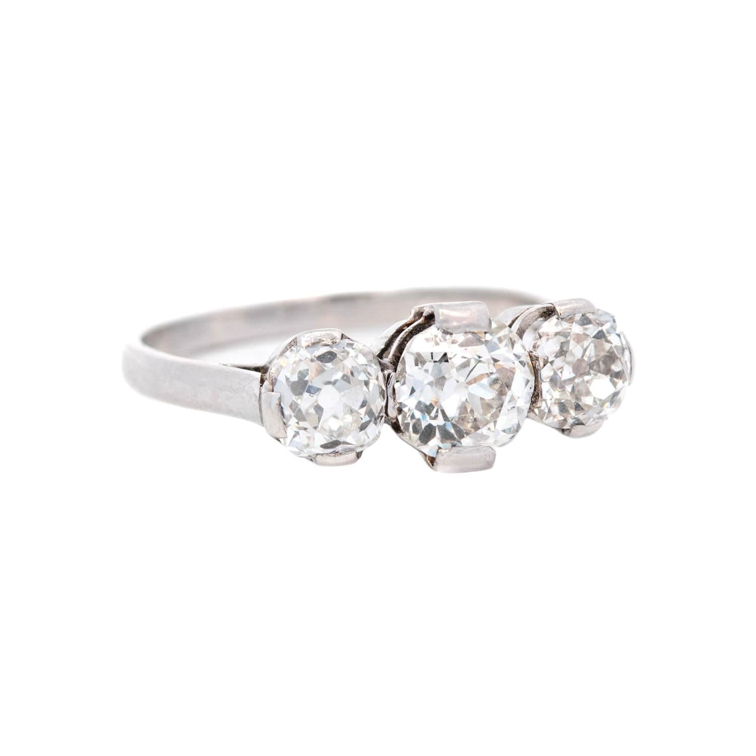 Edwardian Platinum Diamond 3 Stone Ring