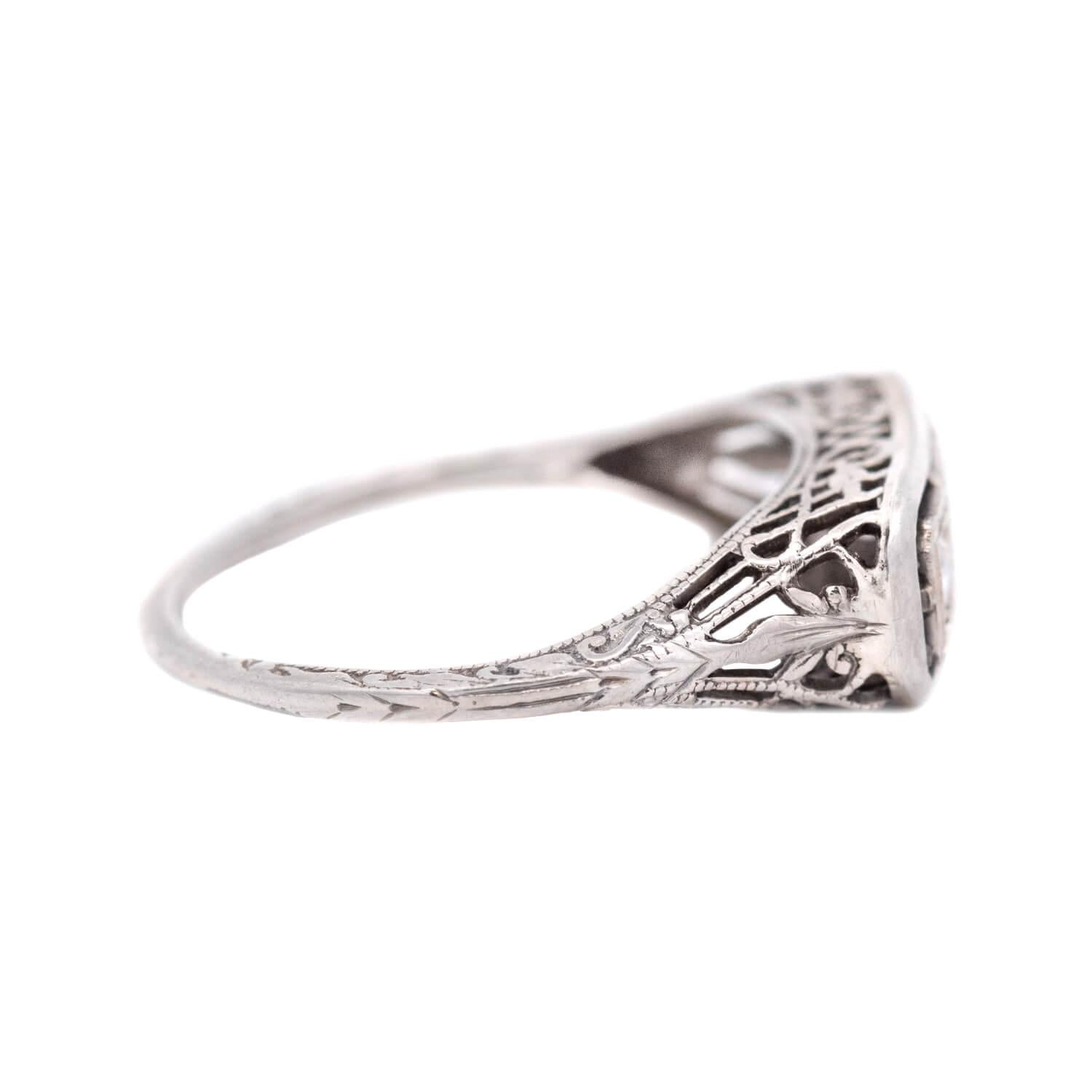 Art Deco Platinum Diamond Three Stone Ring