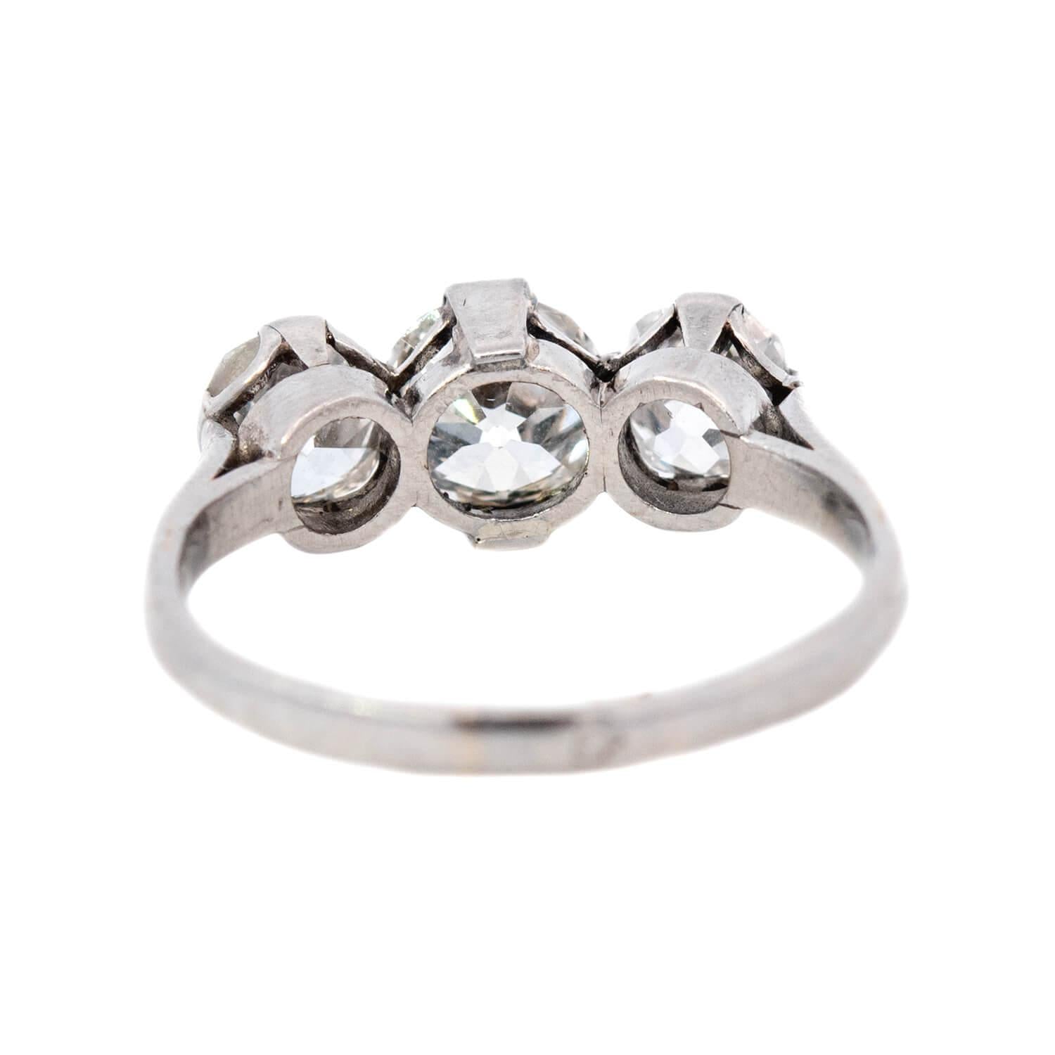 Edwardian Platinum Diamond 3 Stone Ring