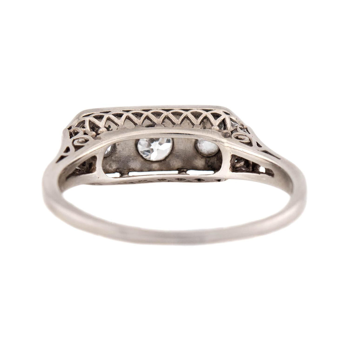 Edwardian 14k/Platinum Diamond Three Stone Ring