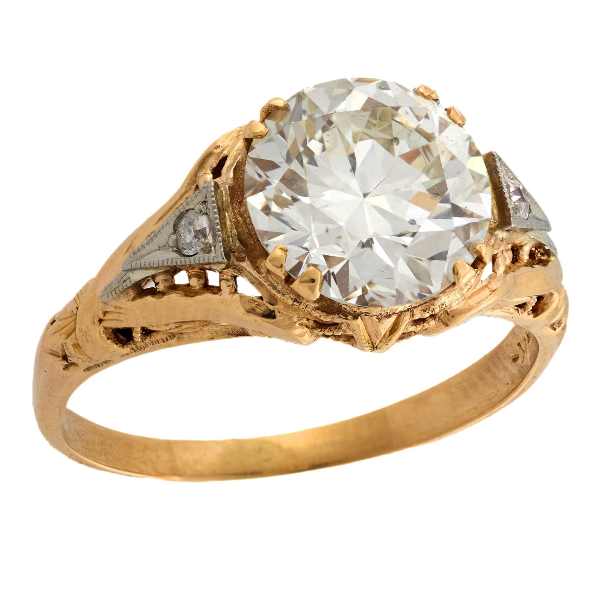 Art Deco 14k/Platinum Diamond Engagement Ring 2.27ct