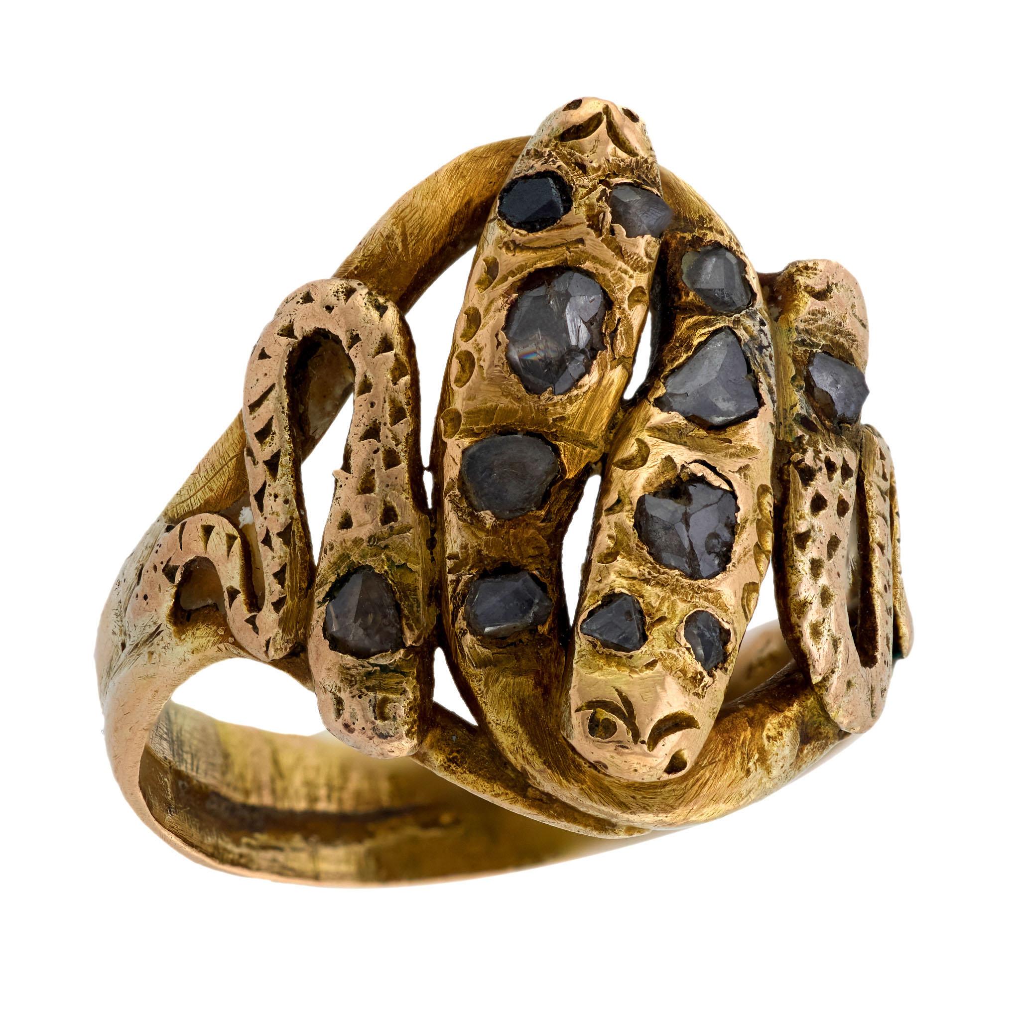 Victorian 14k Diamond Snake Ring