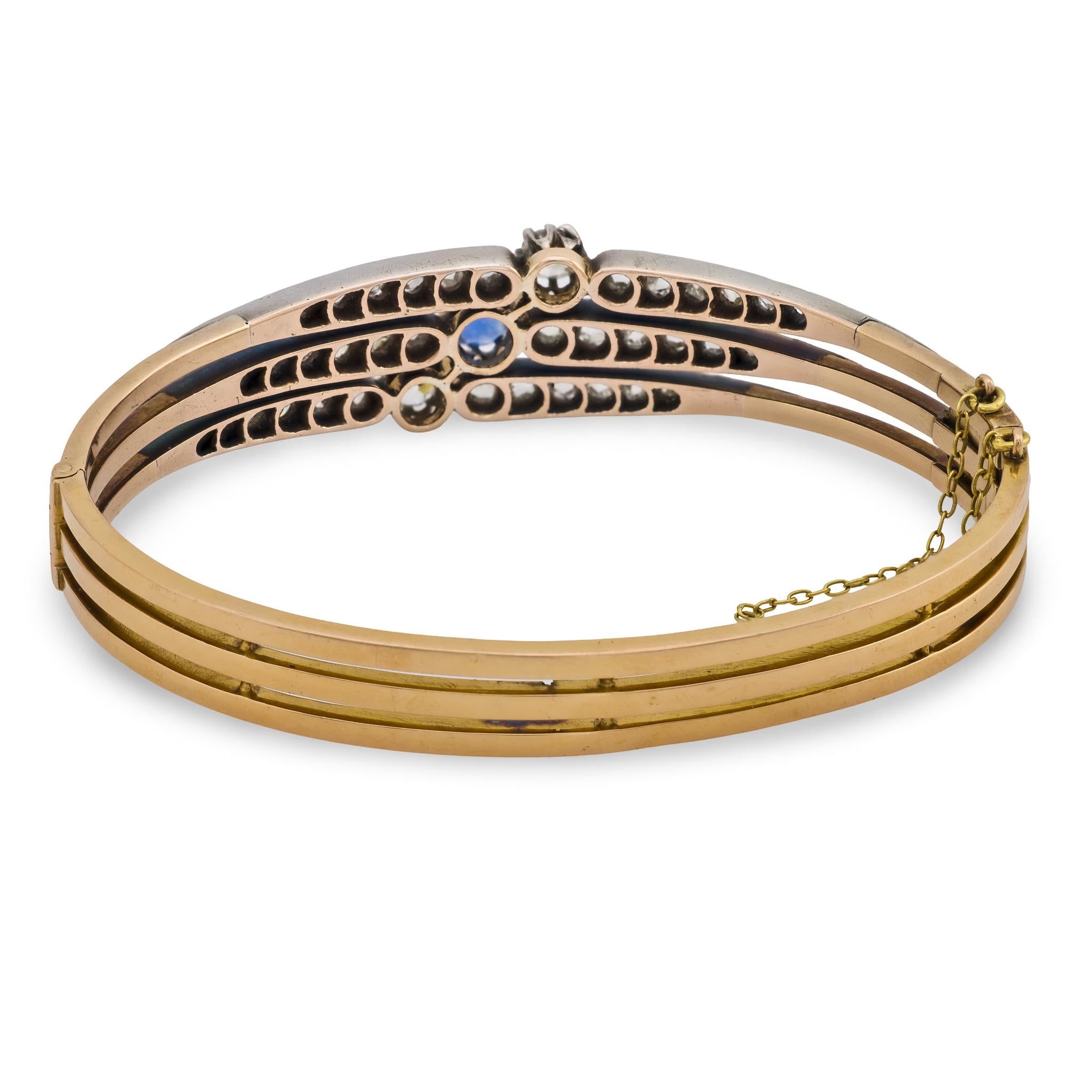 Edwardian French 18k/Platinum Sapphire & Diamond Bracelet