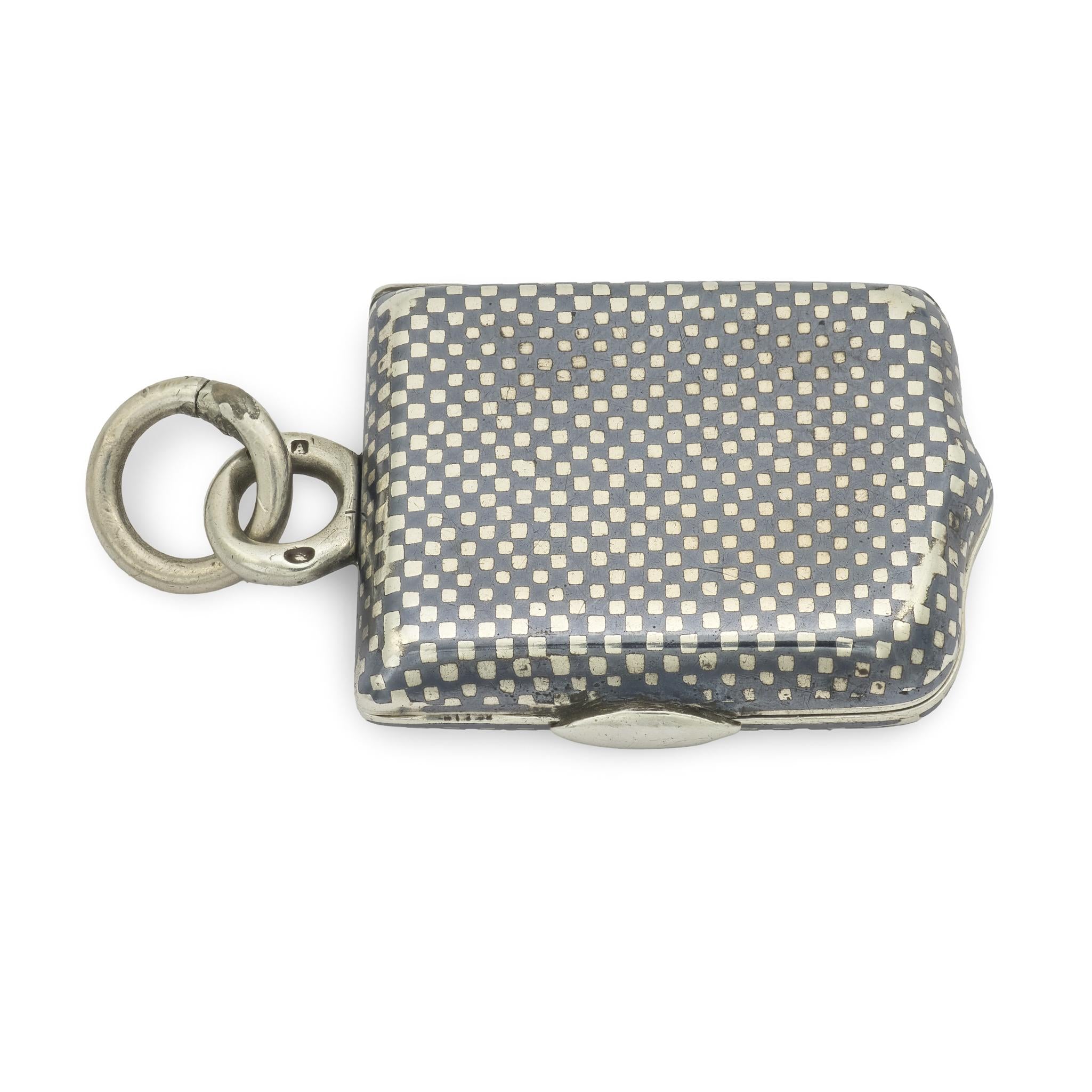 Victorian Sterling Silver Niello Locket Pendant