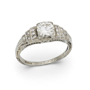 BIRKS Art Deco 18k Diamond Engagement Ring .80ct