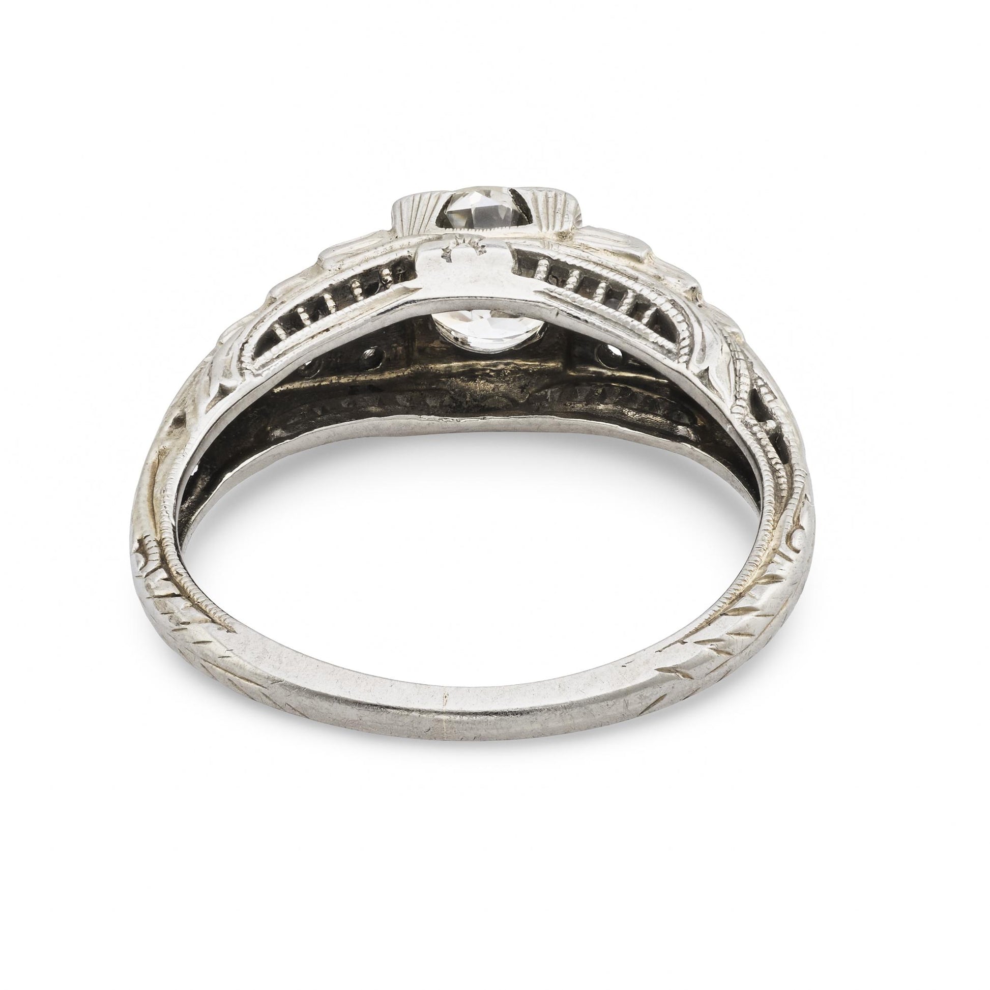 BIRKS Art Deco 18k Diamond Engagement Ring .80ct