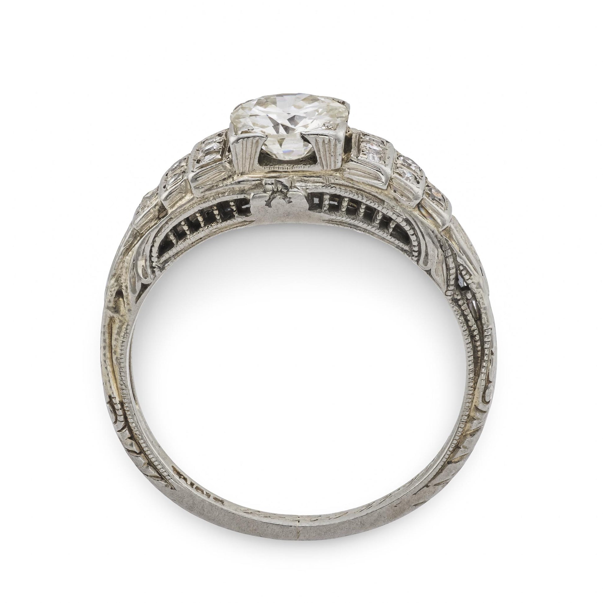 BIRKS Art Deco 18k Diamond Engagement Ring .80ct