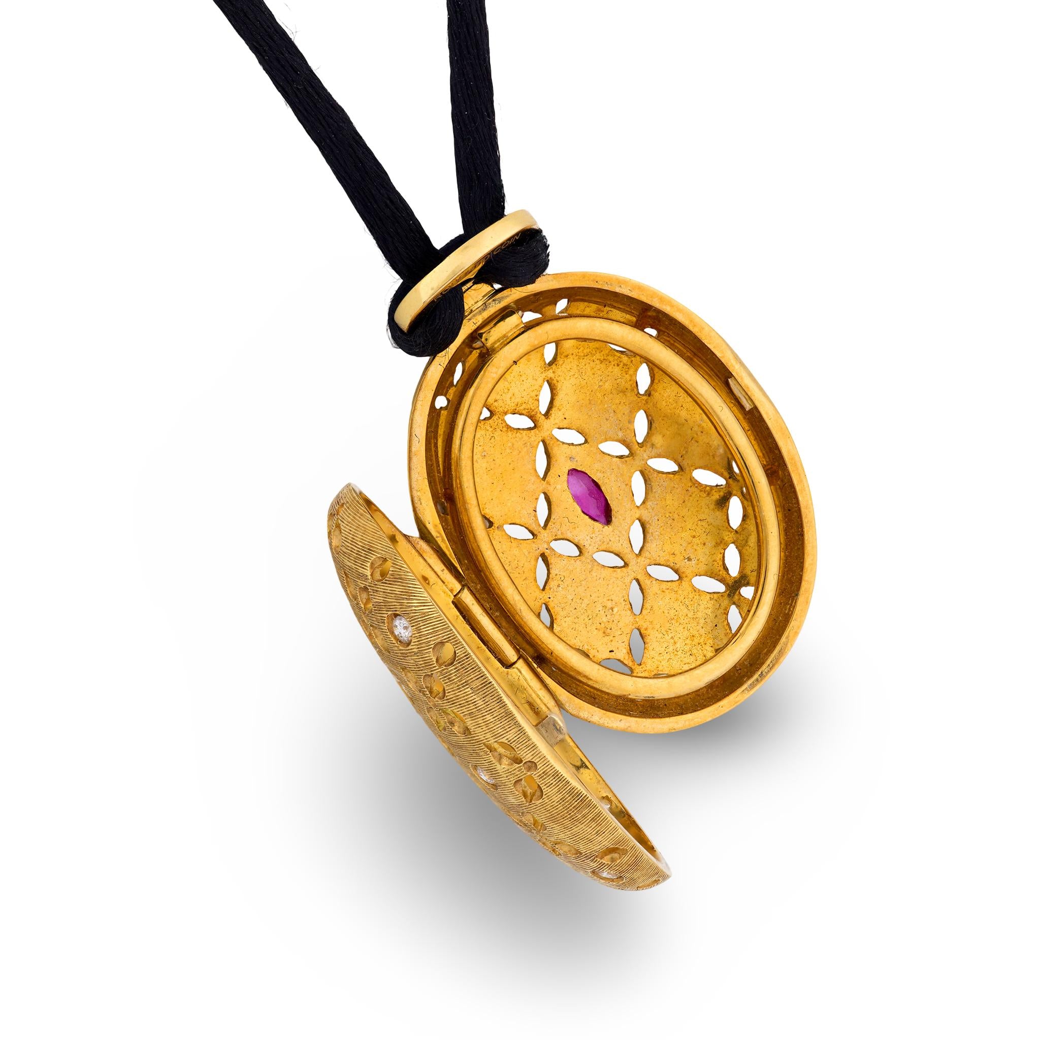 ROBERTO COIN 18k Ruby & Diamond Locket Pendant Necklace