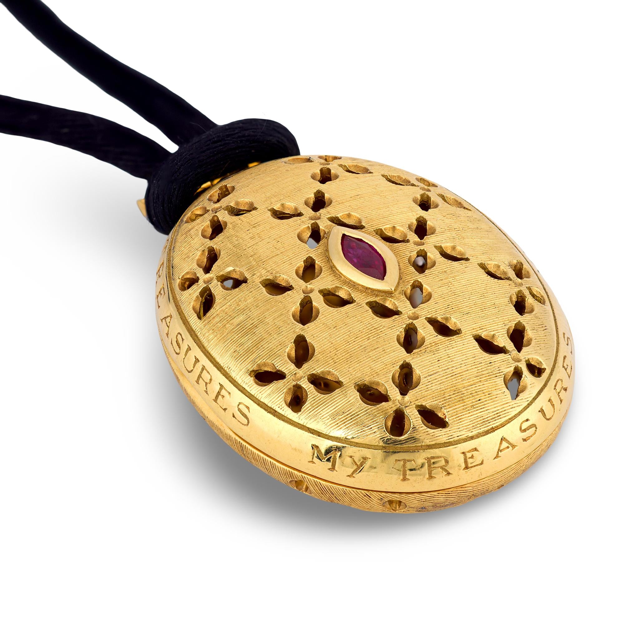 ROBERTO COIN 18k Ruby & Diamond Locket Pendant Necklace