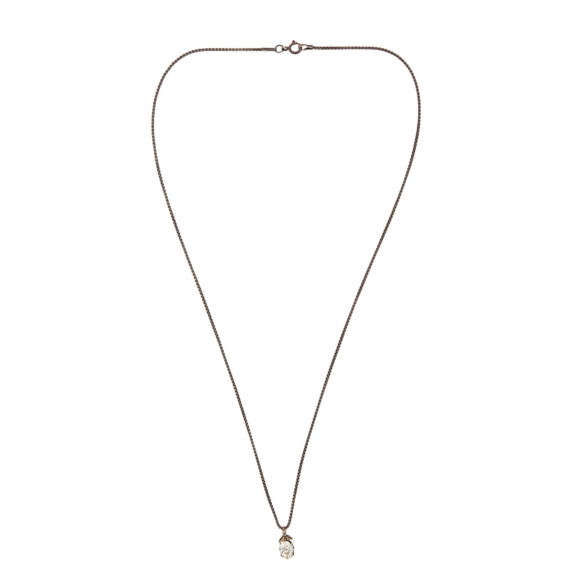Georgian 18k/Sterling Silver Diamond Pendant Necklace