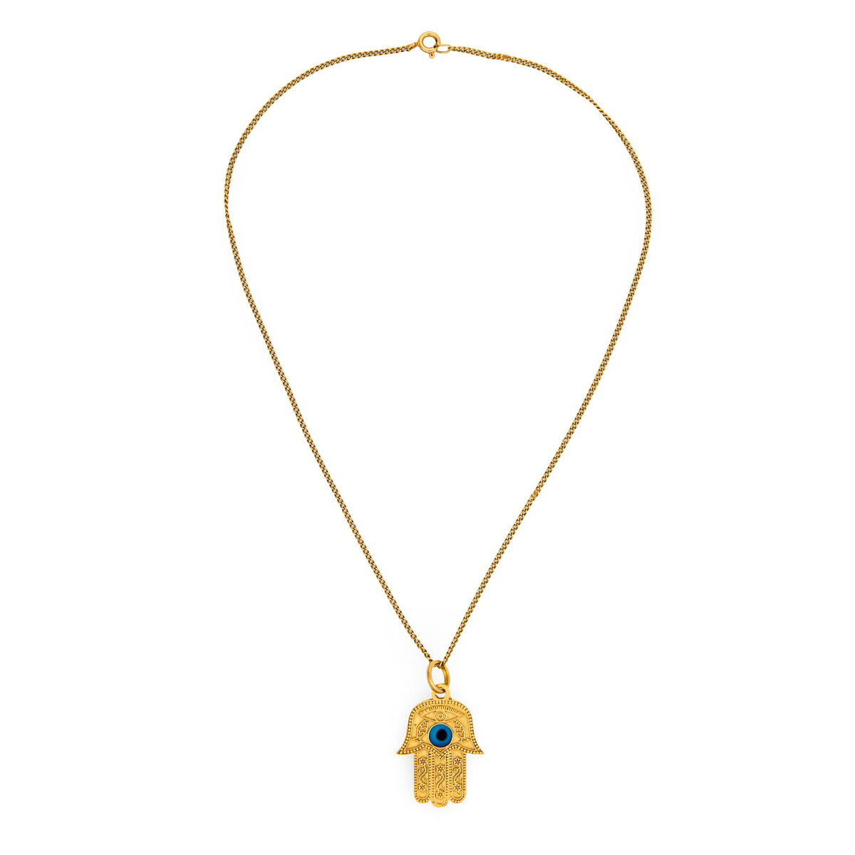 Vintage 14k/18k Hamsa Pendant Necklace
