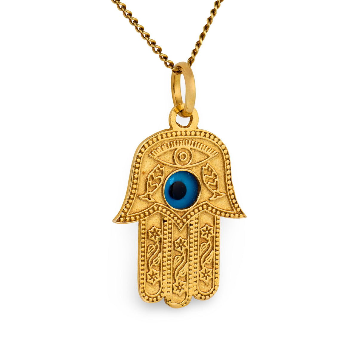 Vintage 14k/18k Hamsa Pendant Necklace