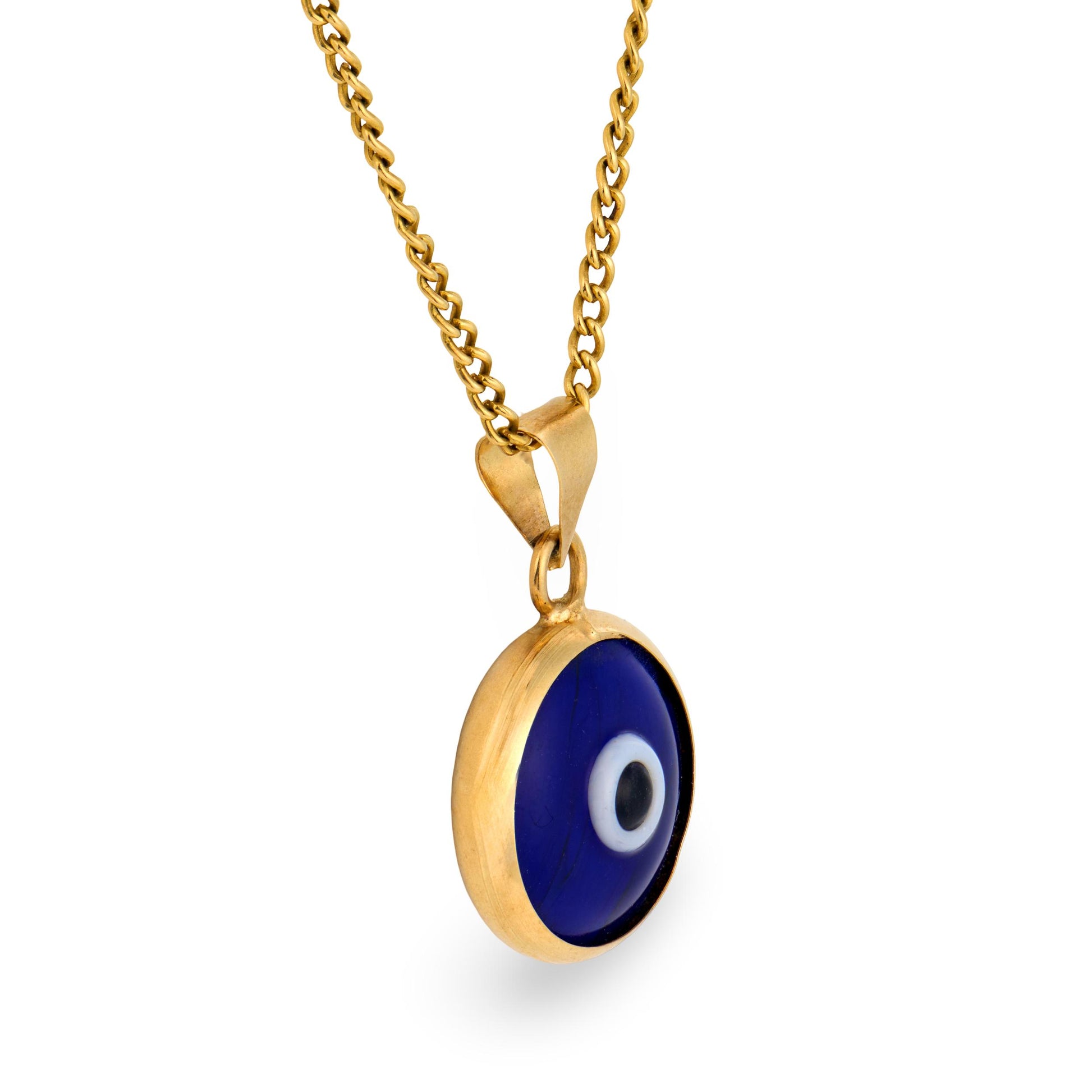 Estate 18k/14k Glass Evil Eye Pendant Necklace