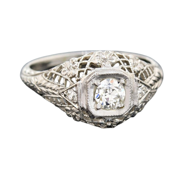 Art Deco 18kt Diamond Engagement Ring 0.28ct