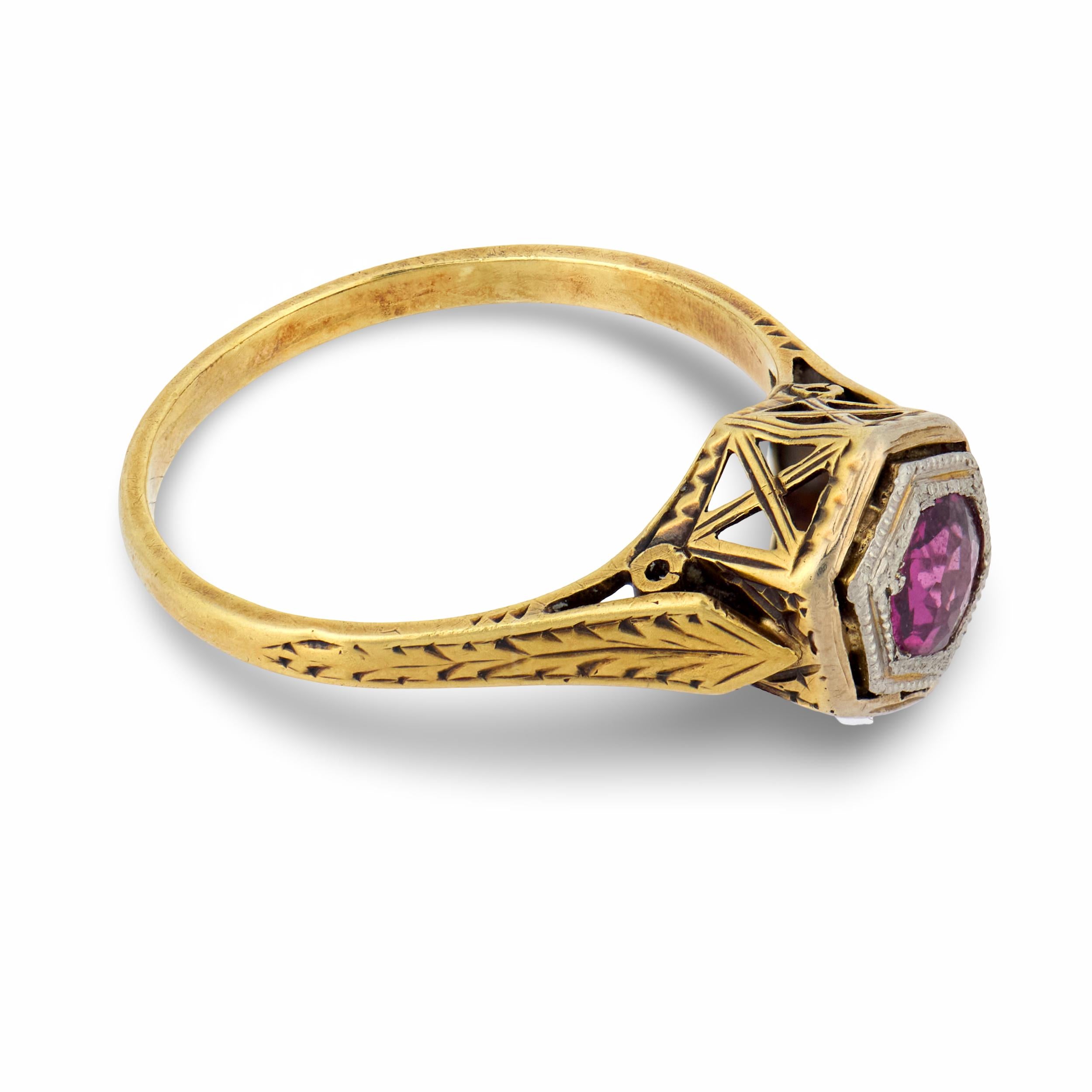 Edwardian 14k/Platinum Pink Sapphire Ring