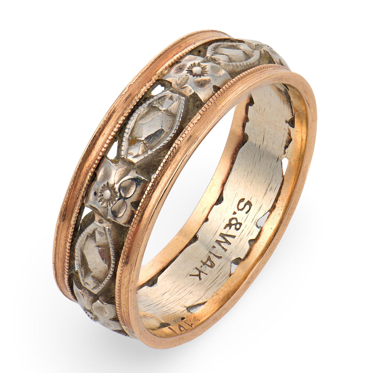 S&W Edwardian 14k Foliage & Floral-Motif Band