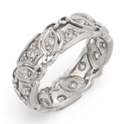 Art Deco Platinum Diamond Foliage-Motif Band