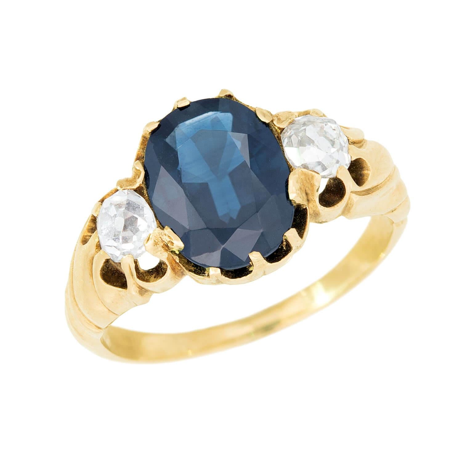 Victorian 15k Sapphire and Diamond Ring