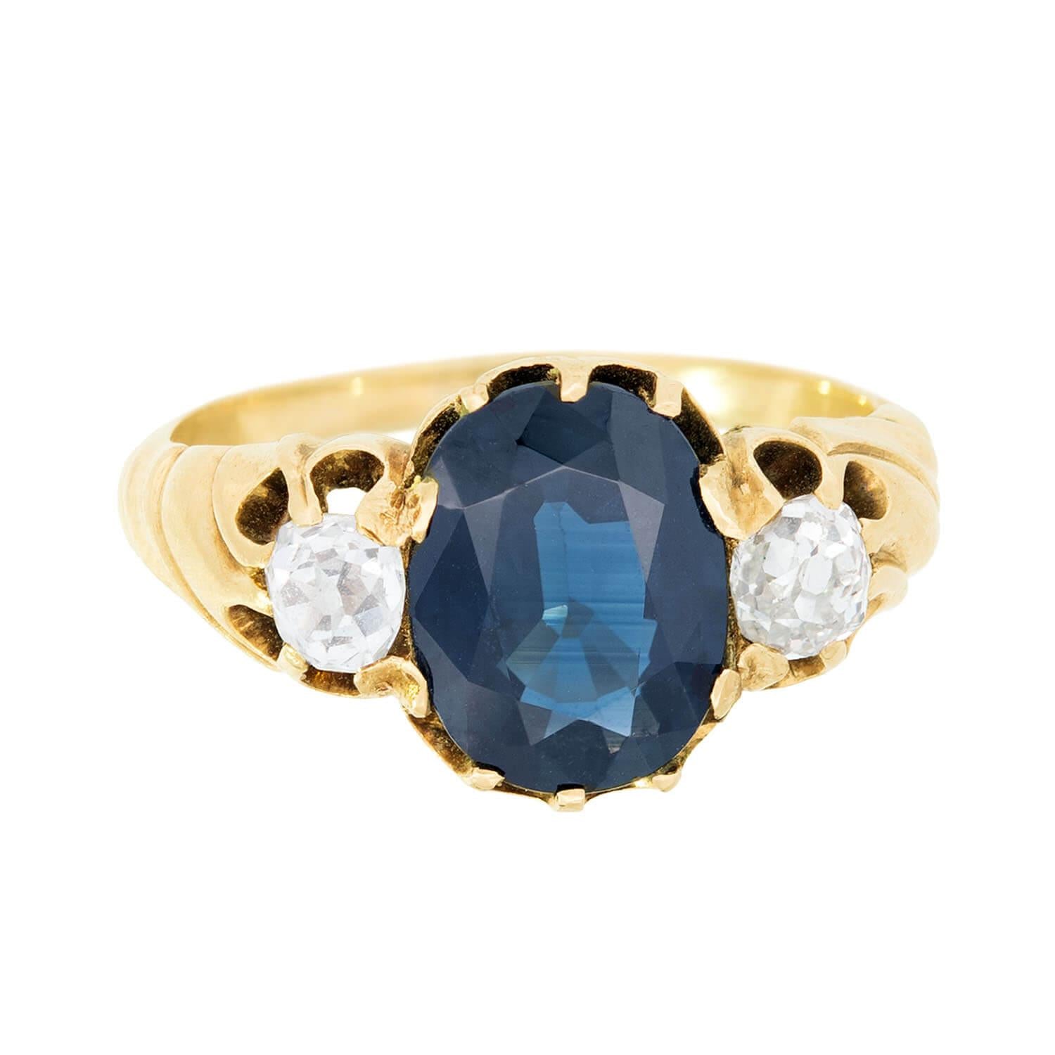 Victorian 15k Sapphire and Diamond Ring