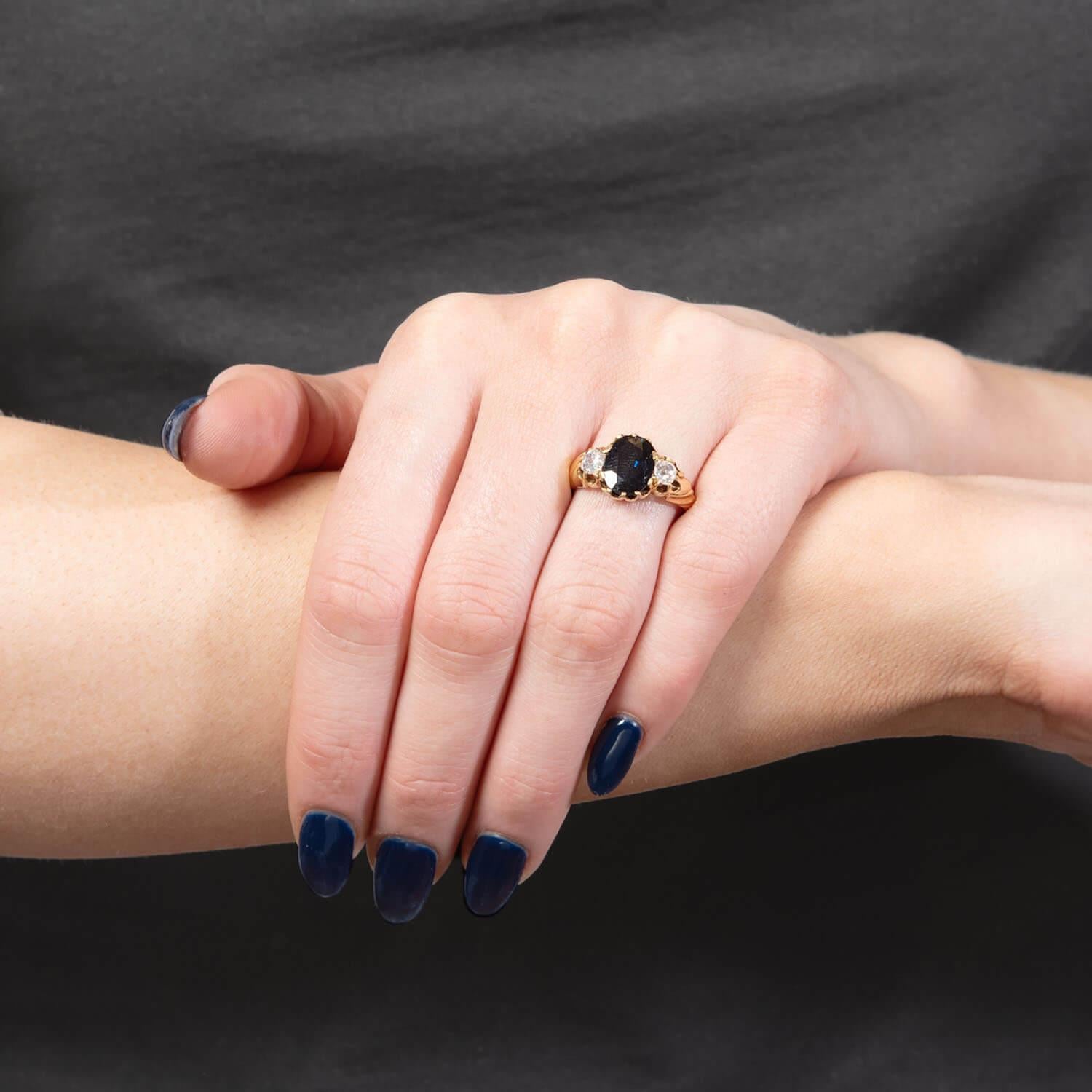 Victorian 15k Sapphire and Diamond Ring