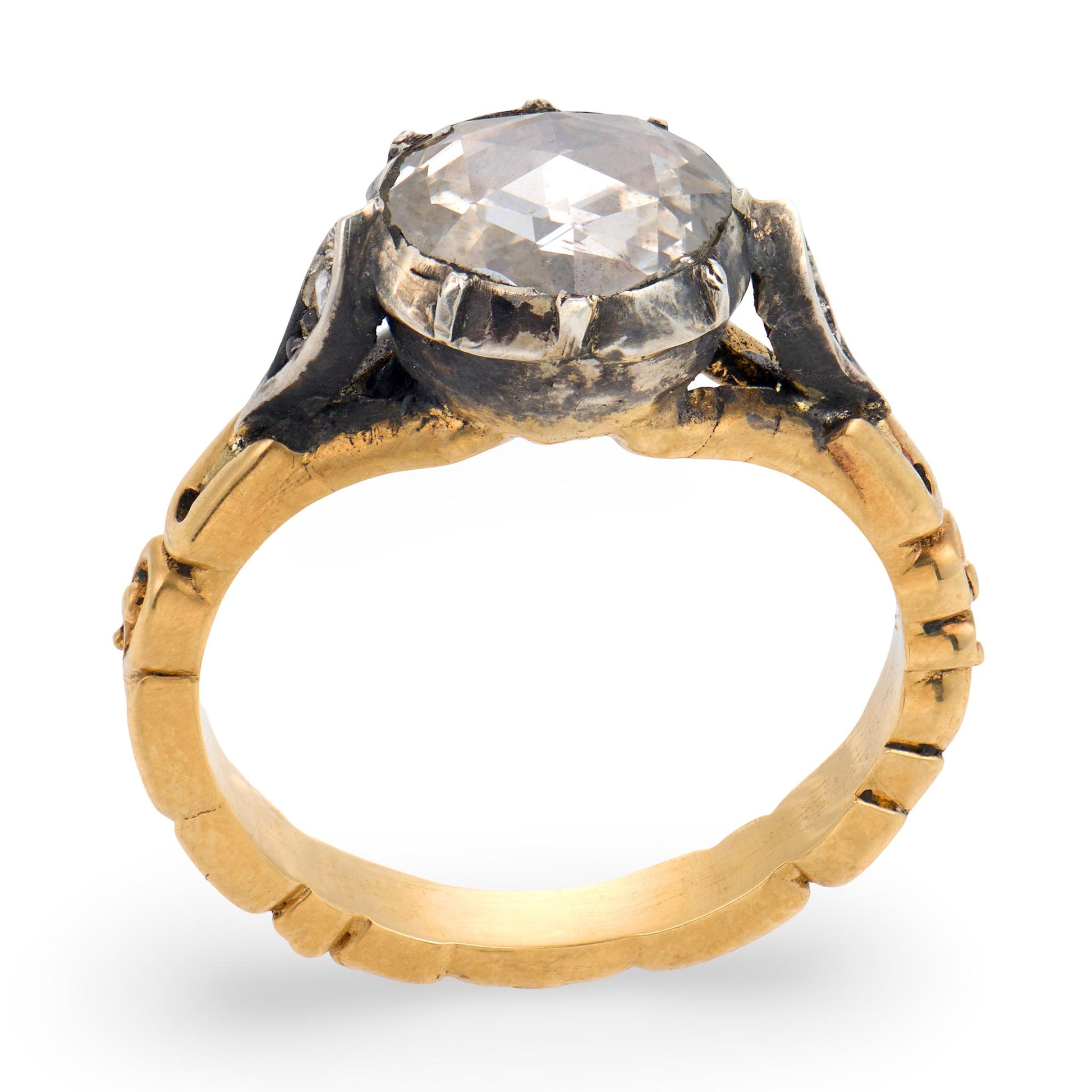 Georgian 18k/Sterling Silver Diamond Engagement Ring .85ct