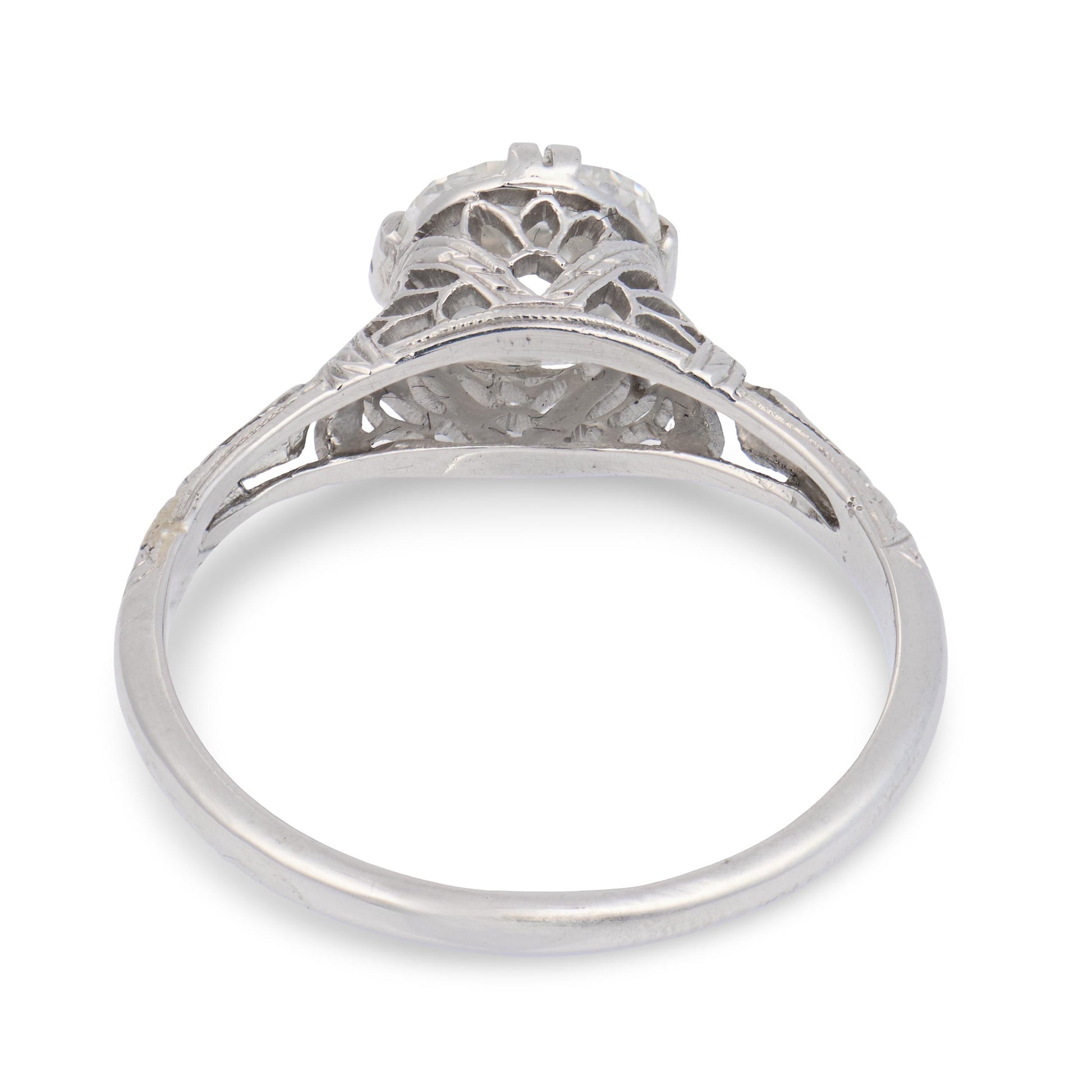 Art Deco Platinum GIA Diamond Engagement Ring 1.50ct.