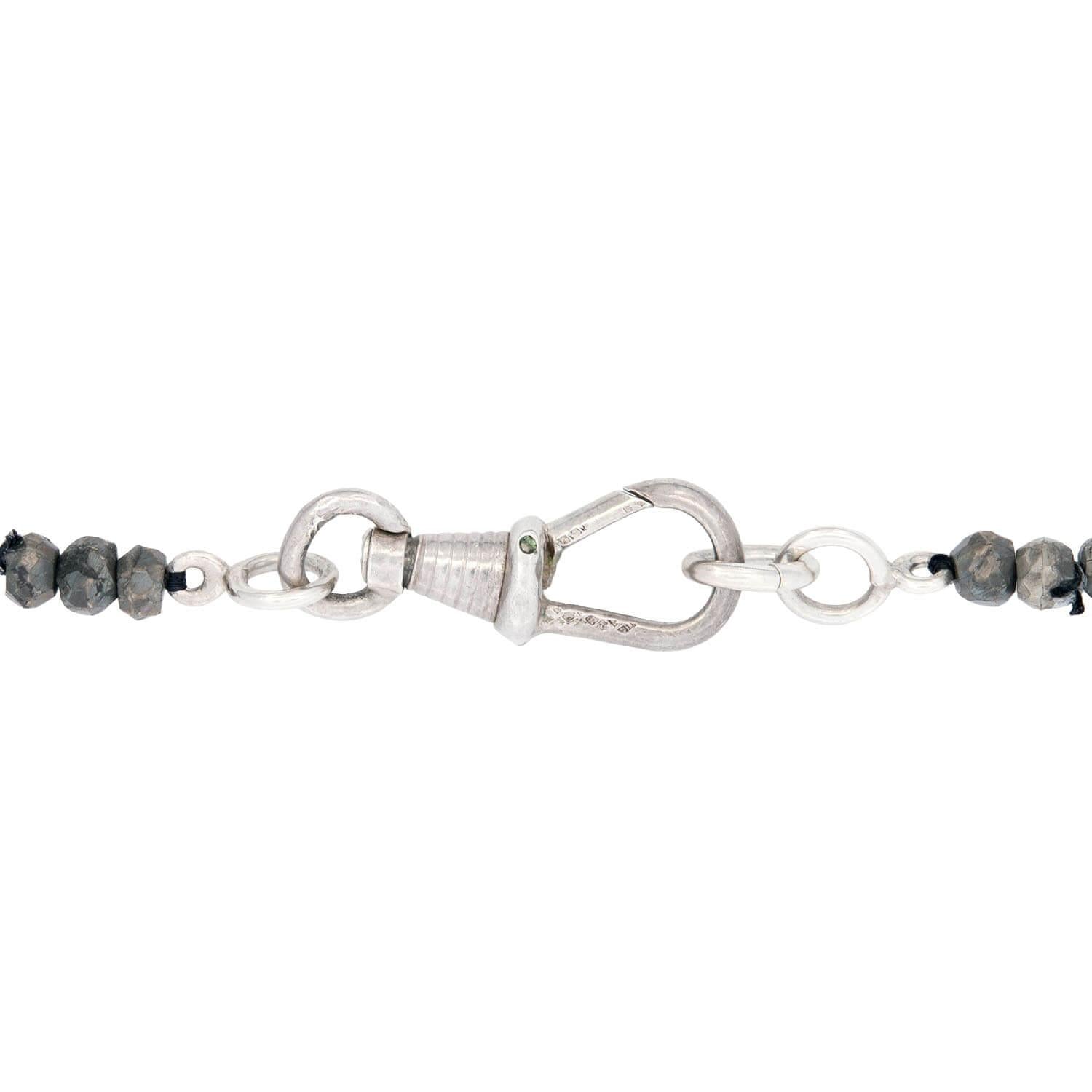 Estate Sterling Silver Pyrite Bead Charm Necklace