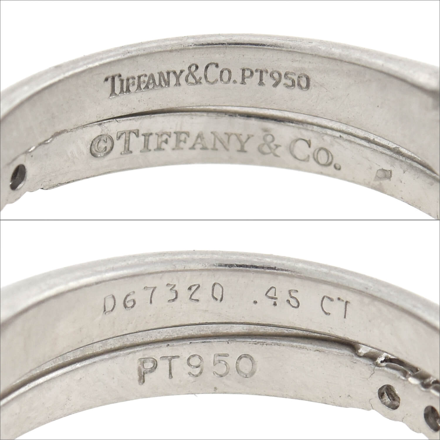 TIFFANY & Co. Estate Platinum Diamond Engagement Ring Set 0.45ct