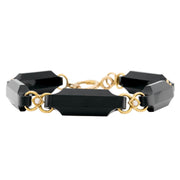 Victorian 14k Onyx and Pearl Link Bracelet