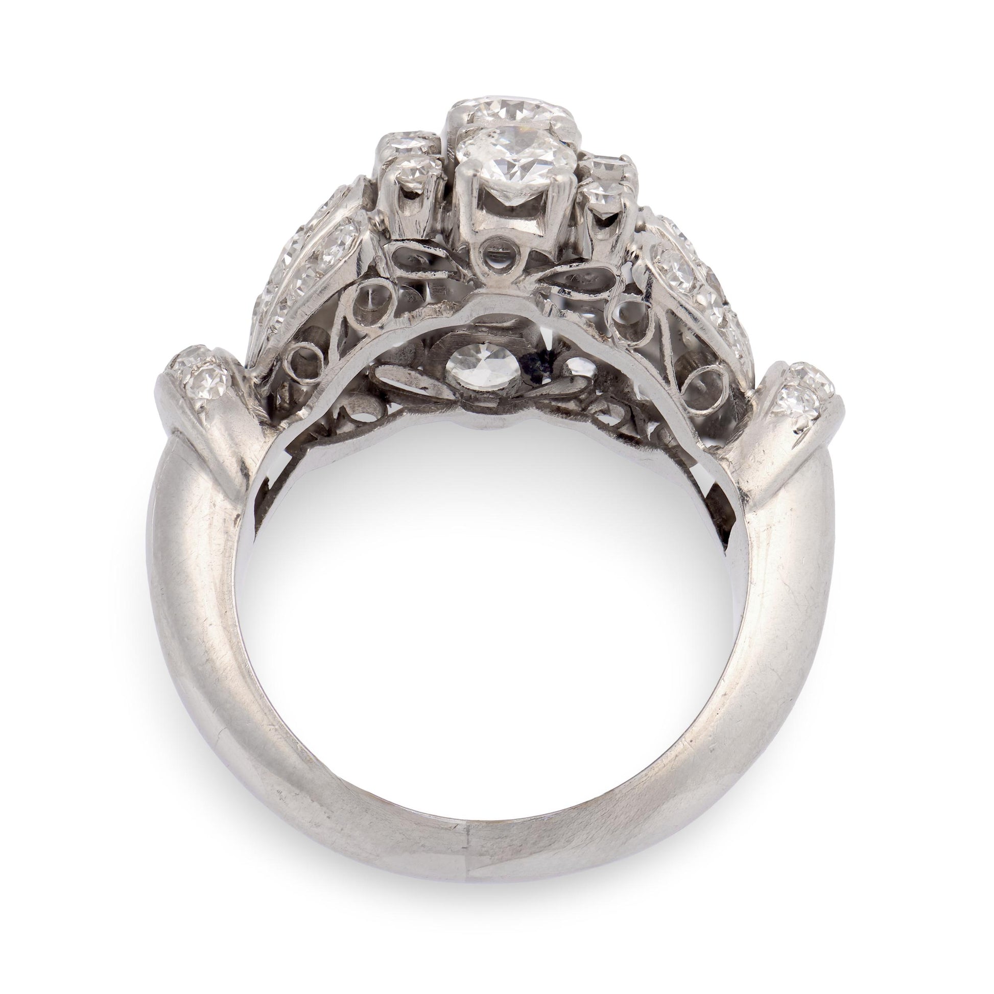 Retro Platinum Diamond Statement Ring