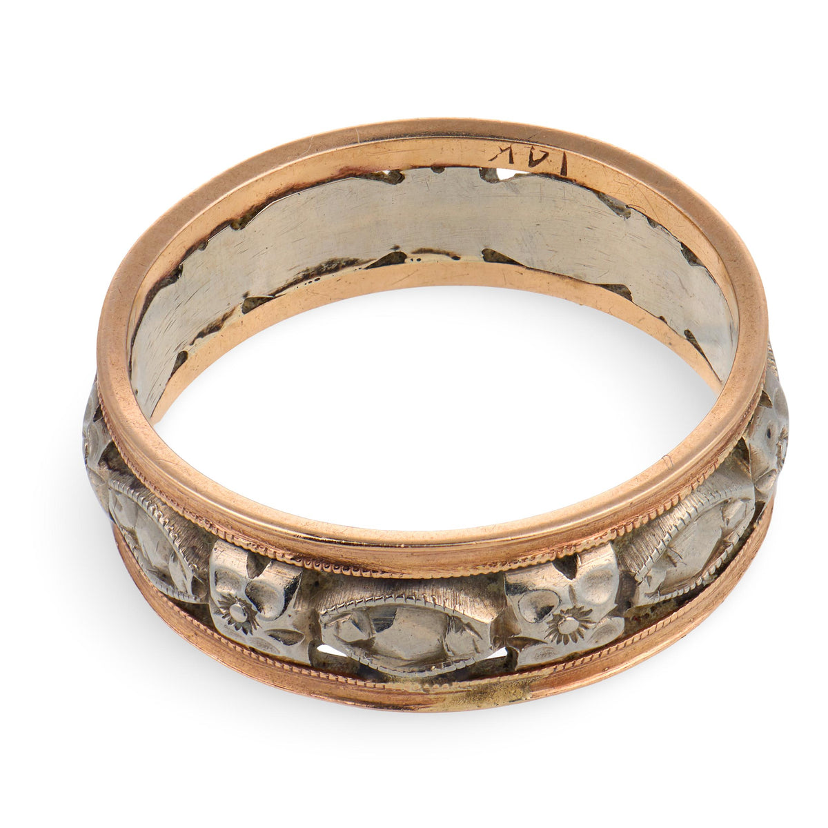 S&W Edwardian 14k Foliage & Floral-Motif Band