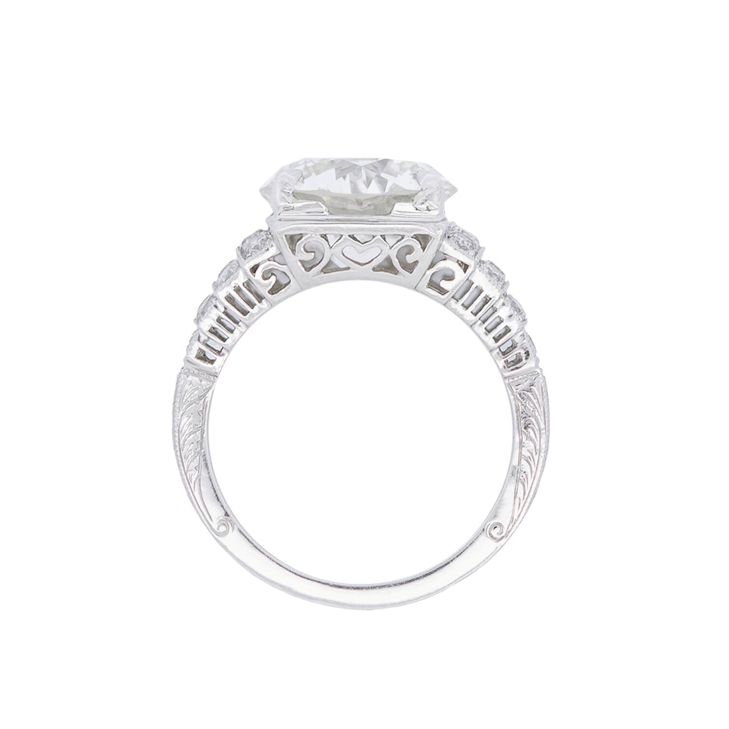 Art Deco Platinum Diamond Engagement Ring 5.09ct center