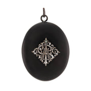 Victorian Sterling Silver Gutta Percha Diamond Locket Pendant