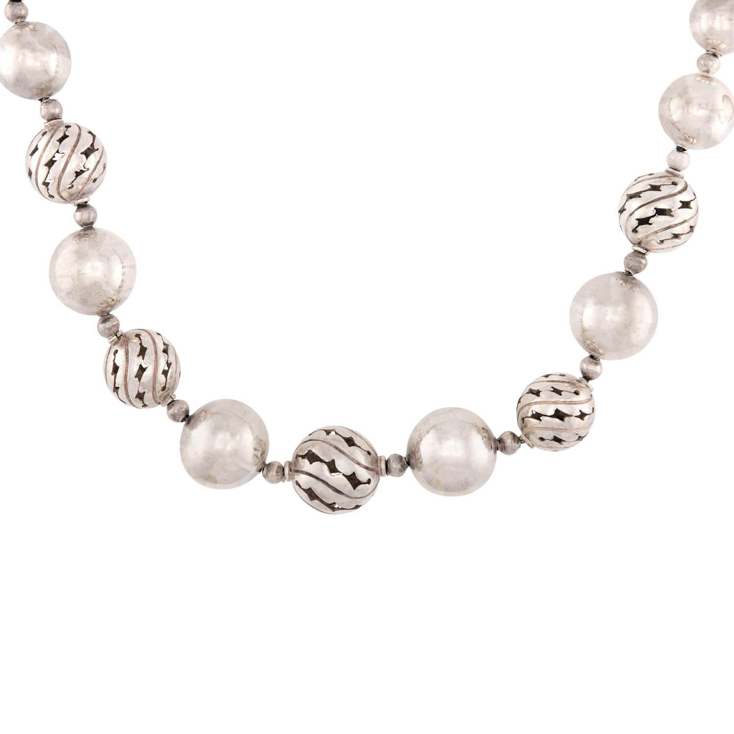 SPRATLING Vintage Mexican Sterling Silver Bead Necklace