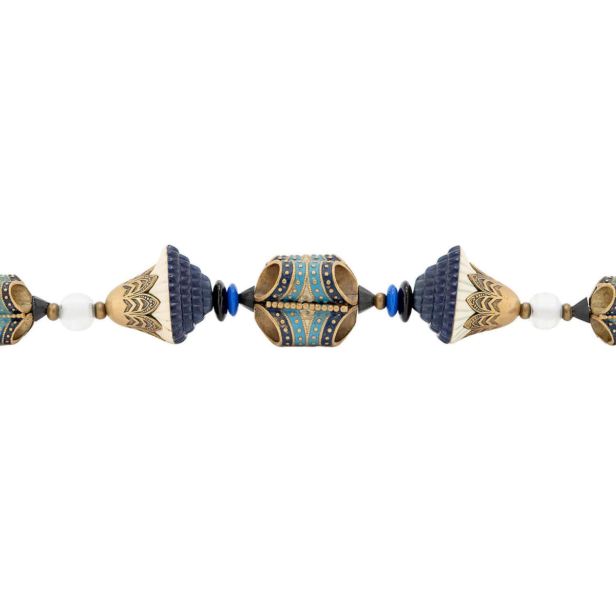 LOUIS ROUSSELET Vintage French Brass, Enamel, Crystal, and Glass Necklace