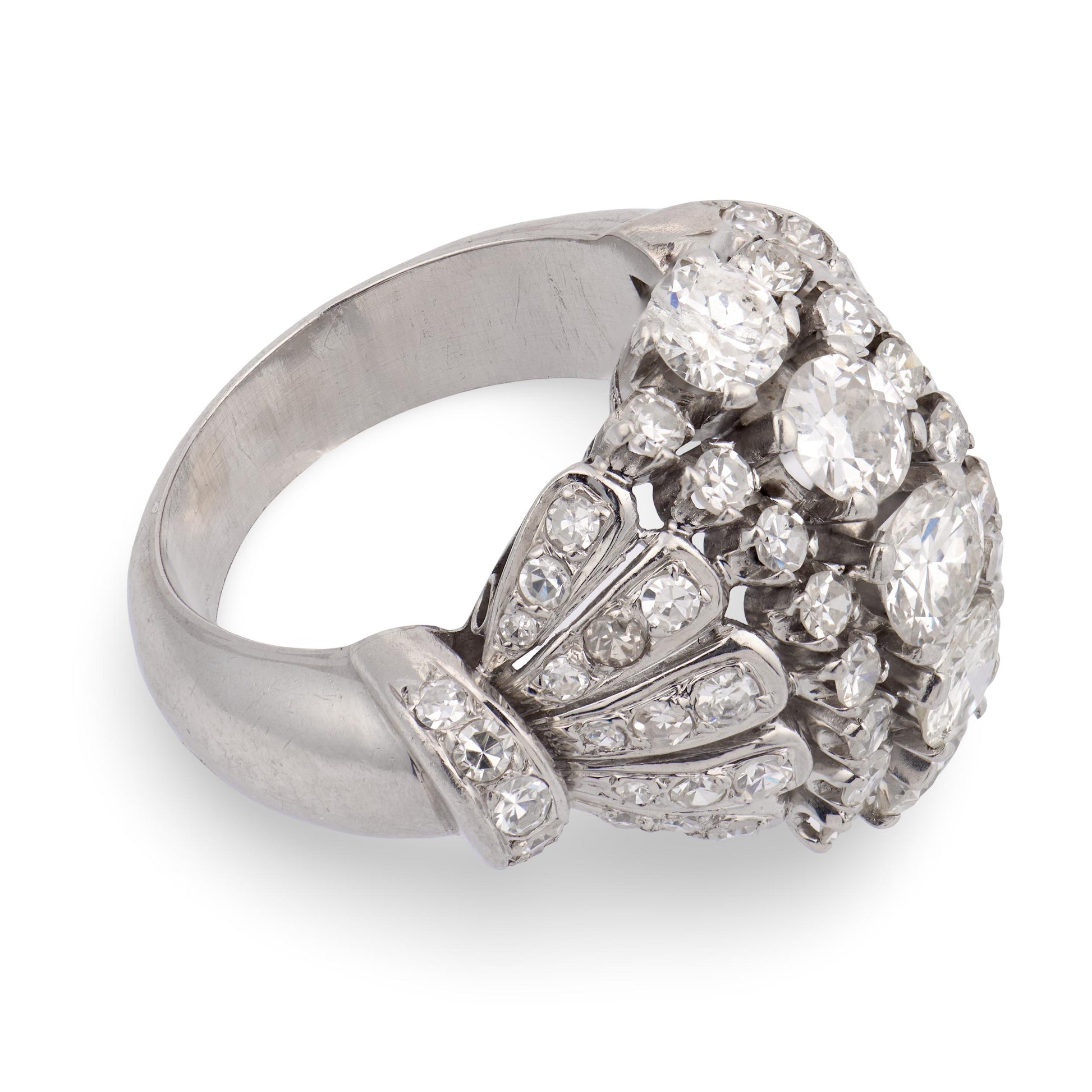 Retro Platinum Diamond Statement Ring