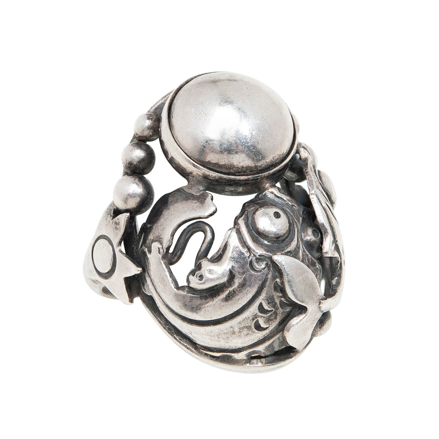 Vintage Swedish Sterling Silver Koi Fish Ring