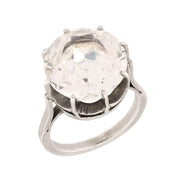 Art Deco French Sterling Silver Rock Quartz Crystal Ring