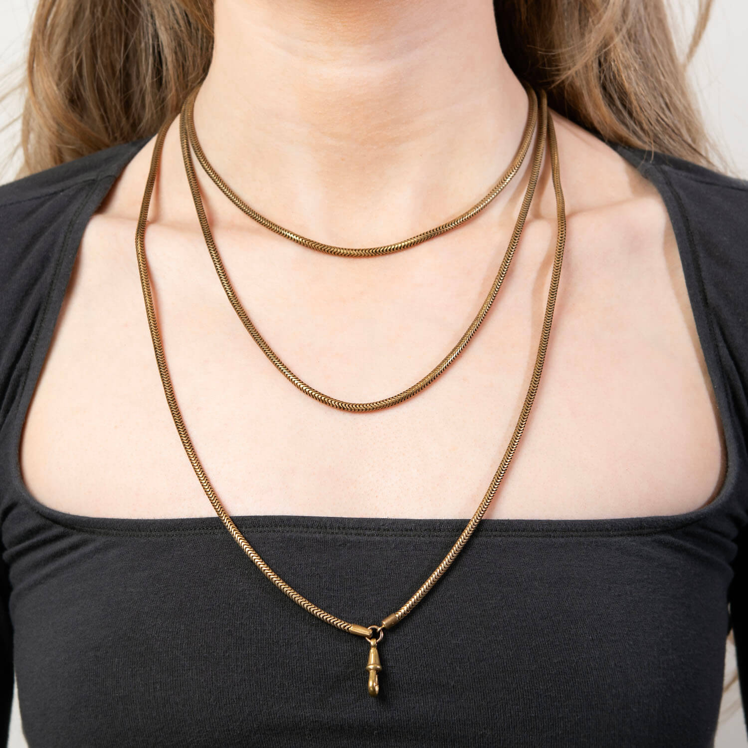 Victorian Gold-Filled Snake Chain Necklace 60"