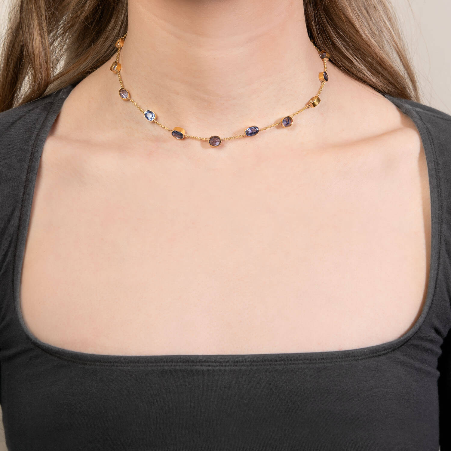 Victorian 15k GIA Ceylon Sapphire Riviera Necklace