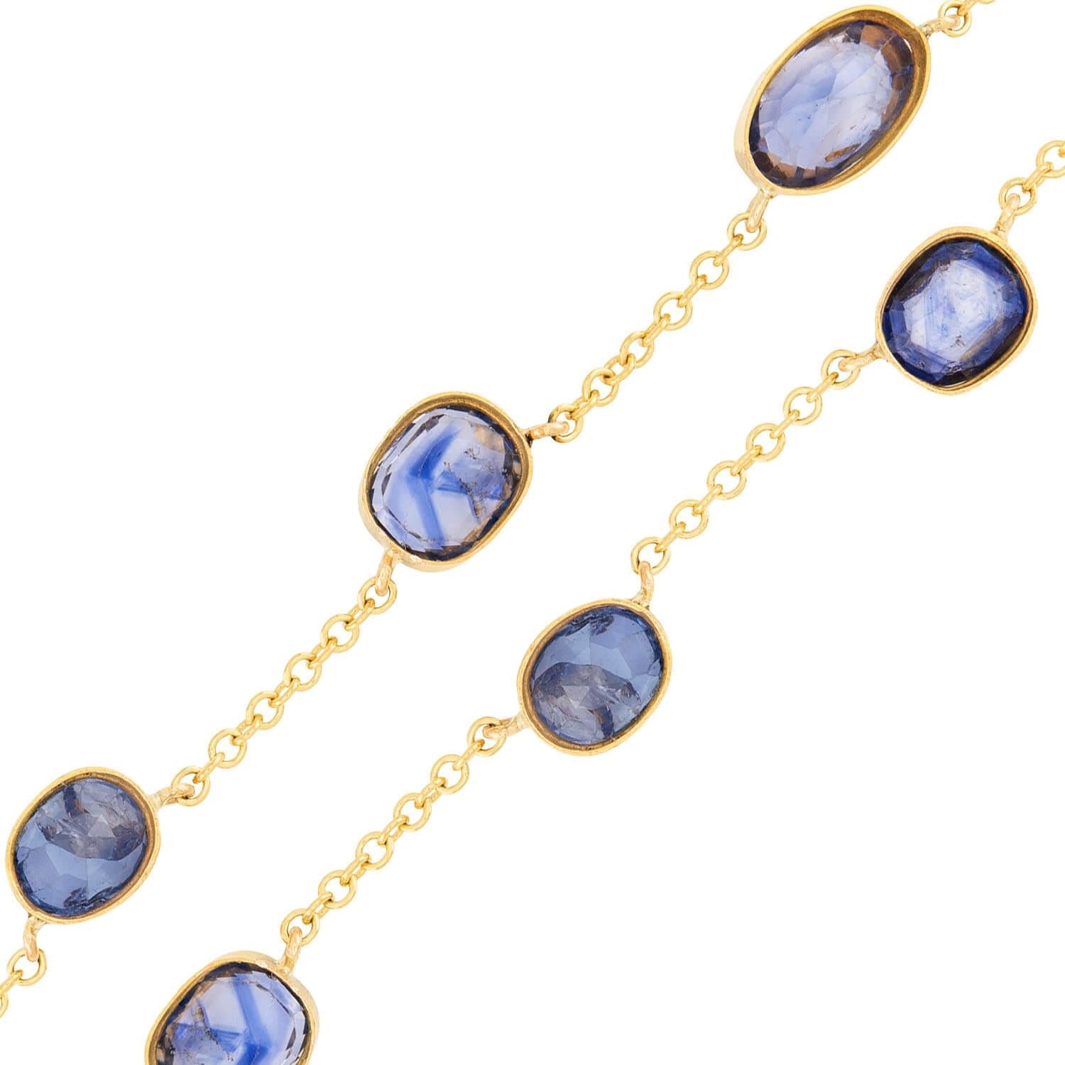 Victorian 15k GIA Ceylon Sapphire Riviera Necklace